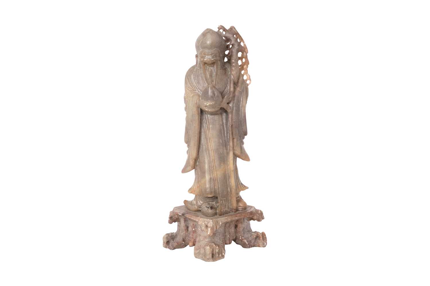 Lot 74 - A CHINESE SOAPSTONE FIGURE OF SHOU LAO