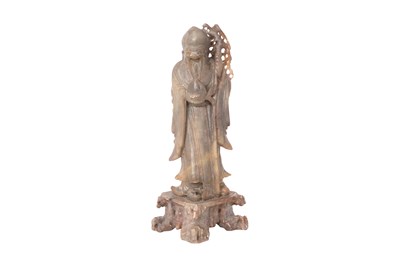 Lot 74 - A CHINESE SOAPSTONE FIGURE OF SHOU LAO
