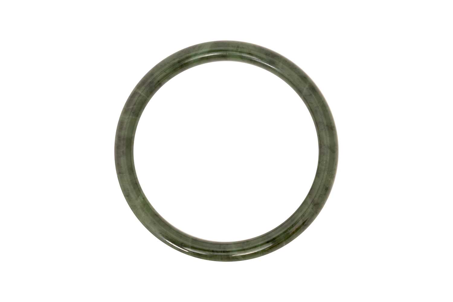 Lot 68 - A CHINESE SPINACH JADE BANGLE