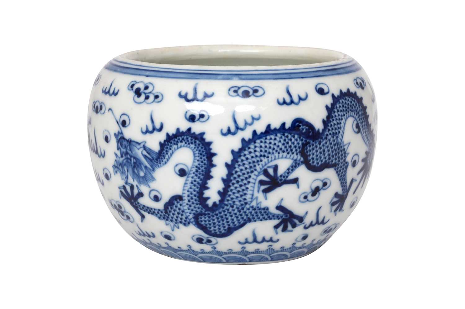 Lot 93 - A CHINESE BLUE AND WHITE 'DRAGON' BRUSHWASHER