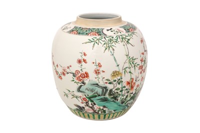 Lot 41 - A CHINESE FAMILLE VERTE 'CUCKOO' JAR