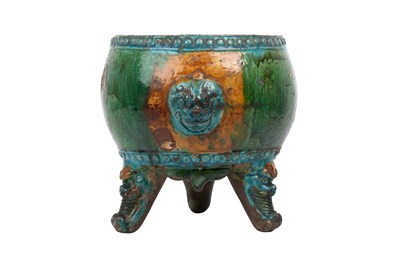 Lot 33 - A CHINESE ENAMELLED POTTERY INCENSE BURNER