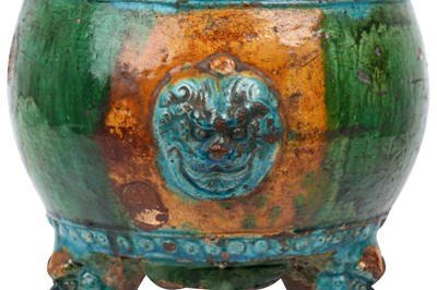 Lot 33 - A CHINESE ENAMELLED POTTERY INCENSE BURNER