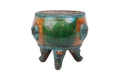 Lot 33 - A CHINESE ENAMELLED POTTERY INCENSE BURNER