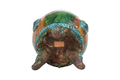 Lot 33 - A CHINESE ENAMELLED POTTERY INCENSE BURNER