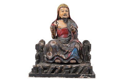 Lot 110 - A LARGE JAPANESE WOOD FIGURE OF JURŌJIN