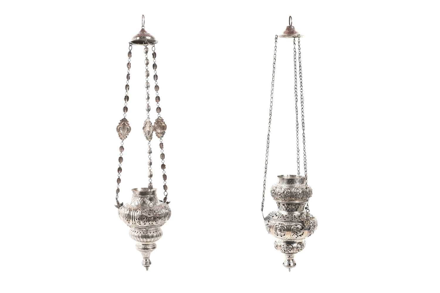 Lot 243 - TWO ARMENIAN SILVER HANGING CENSERS