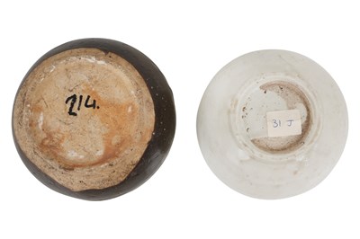 Lot 17 - A CHINESE WHITE-GLAZED SHUFU-STYLE BOWL AND A CIZHOU JAR