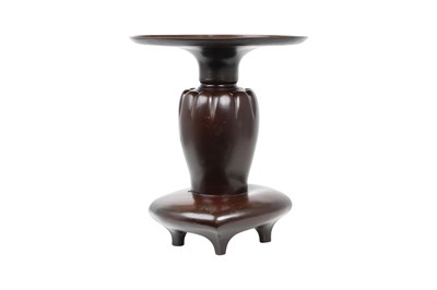 Lot 121 - A JAPANESE BRONZE TWO-PART IKEBANA VASE BY SEIUN