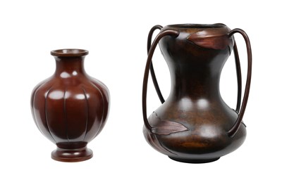 Lot 125 - TWO JAPANESE BRONZE VASES