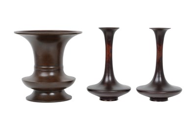 Lot 126 - THREE JAPANESE BRONZE VASES