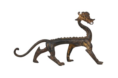 Lot 7 - A CHINESE GILT BRONZE FIGURE OF A DRAGON