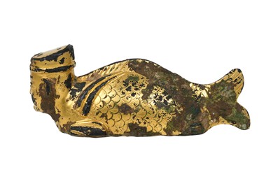 Lot 13 - A CHINESE GILT-BRONZE FIGURE OF A MERMAN, YIYU