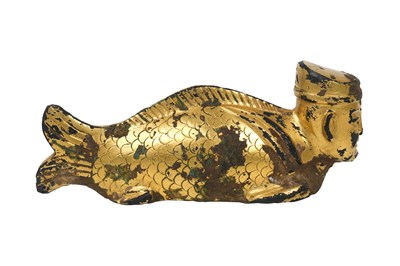 Lot 13 - A CHINESE GILT-BRONZE FIGURE OF A MERMAN, YIYU