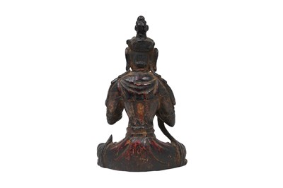 Lot 14 - A CHINESE POLYCHROME AND GILT LACQUER WOOD FIGURE OF A BODHISATTVA