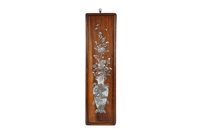 Lot 62 - A PAIR OF CHINESE HUALI MOTHER-OF-PEARL INLAID PANELS