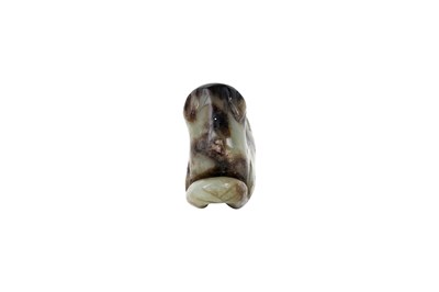 Lot 2 - A CHINESE CELADON JADE FIGURE OF A DOG