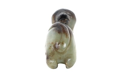 Lot 2 - A CHINESE CELADON JADE FIGURE OF A DOG