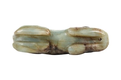 Lot 2 - A CHINESE CELADON JADE FIGURE OF A DOG