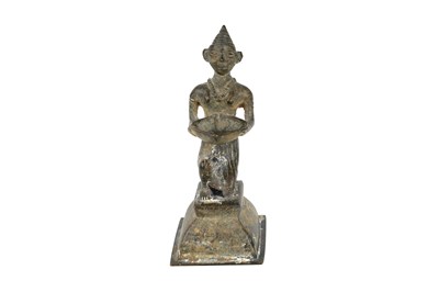 Lot 158 - AN INDIAN FIGURAL BRONZE CANDLE HOLDER (DEEPAK)