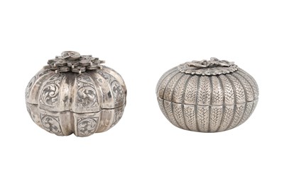 Lot 251 - TWO SILVER BOXES IN THE SHAPE OF GOURDS