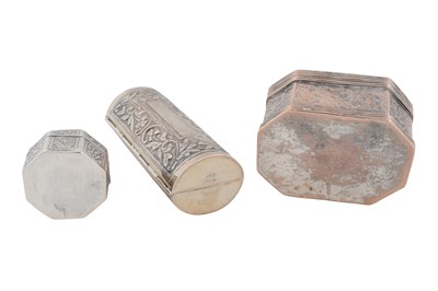 Lot 248 - THREE SMALL SOUTH EAST ASIAN SILVER REPOUSSÉ SNUFFBOXES