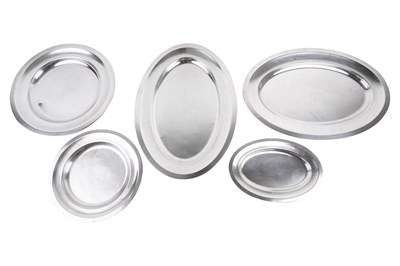 Lot 68 - FIVE FRENCH CHRISTOFLE SILVER-PLATED SERVING TRAYS
