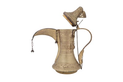Lot 217 - A NAZWA STYLE QURAYSHIA TRIBE BRASS DALLAH COFFEE POT