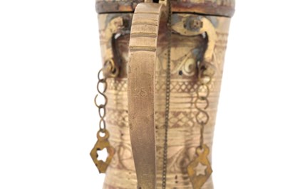 Lot 217 - A NAZWA STYLE QURAYSHIA TRIBE BRASS DALLAH COFFEE POT