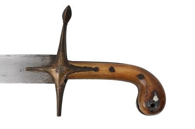Lot 206 - AN OTTOMAN HORN-HILTED GOLD-DAMASCENED STEEL KILIJ SWORD