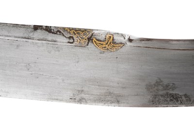 Lot 206 - AN OTTOMAN HORN-HILTED GOLD-DAMASCENED STEEL KILIJ SWORD