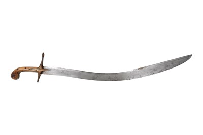 Lot 206 - AN OTTOMAN HORN-HILTED GOLD-DAMASCENED STEEL KILIJ SWORD