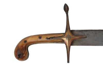 Lot 206 - AN OTTOMAN HORN-HILTED GOLD-DAMASCENED STEEL KILIJ SWORD