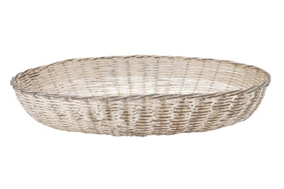 Lot 15 - A FRENCH SILVER-PLATED OVAL WOVEN BASKET