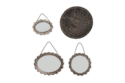 Lot 178 - FIVE OTTOMAN AND TURKISH REPOUSSÉ SILVER MIRRORS AND ONE MIRROR FRAME