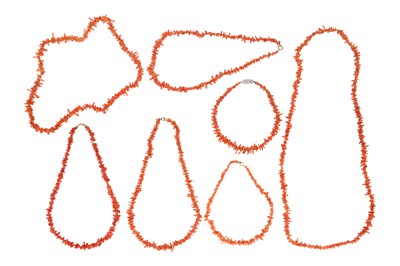 Lot 5 - SEVEN CORAL NECKLACES