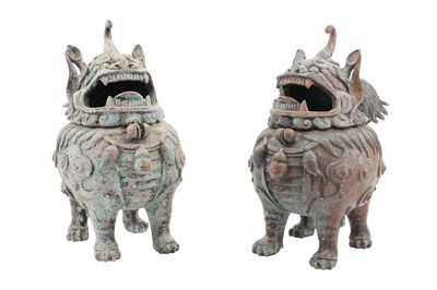 Lot 74 - A PAIR OF CHINESE COPPER 'LUDUAN' INCENSE BURNERS