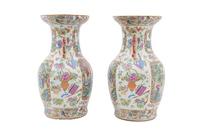 Lot 88 - A PAIR OF CHINESE CANTON FAMILLE ROSE VASES