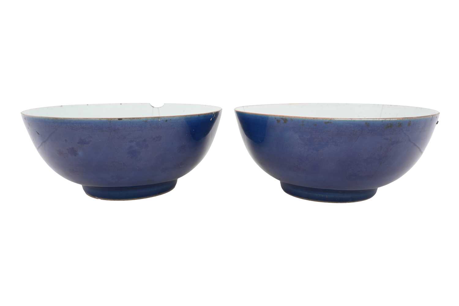 Lot 31 - A PAIR OF LARGE CHINESE BLUE-GLAZED BOWLS