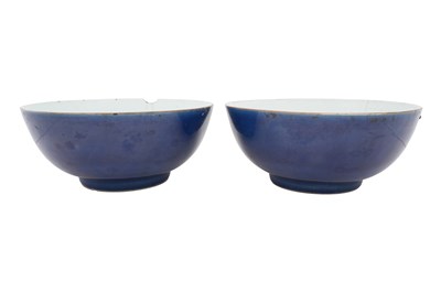 Lot 31 - A PAIR OF LARGE CHINESE BLUE-GLAZED BOWLS