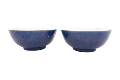 Lot 31 - A PAIR OF LARGE CHINESE BLUE-GLAZED BOWLS