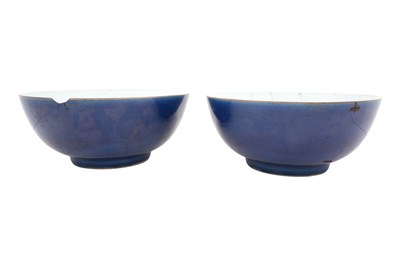 Lot 31 - A PAIR OF LARGE CHINESE BLUE-GLAZED BOWLS