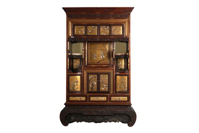 Lot 113 - A LARGE JAPANESE SHIBAYAMA-DECORATED DISPLAY CABINET, SHODANA