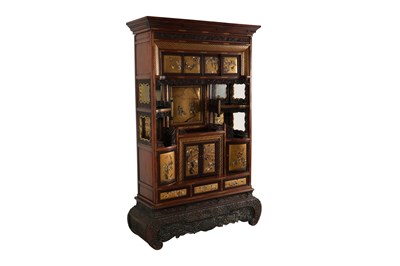 Lot 113 - A LARGE JAPANESE SHIBAYAMA-DECORATED DISPLAY CABINET, SHODANA