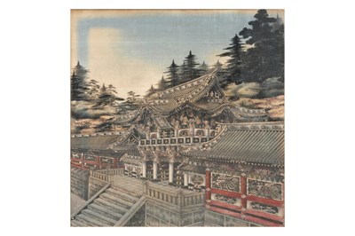 Lot 173 - A LARGE JAPANESE YŪZEN-BIRODO CUT VELVET PAINTING