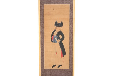 Lot 108 - A NAGASAKI SCHOOL SCROLL PAINTING OF A HOLLANDER