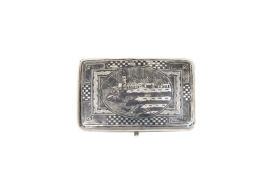Lot 222 - AN ARMENIAN SILVER AND NIELLO SNUFFBOX