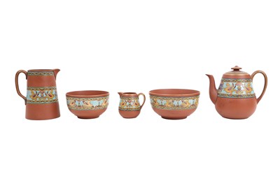 Lot 15 - A TERRACOTTA PRATTWARE COFFEE SET