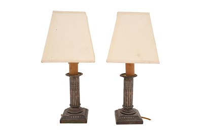 Lot 45 - A PAIR OF CHINESE SILVER LAMPS