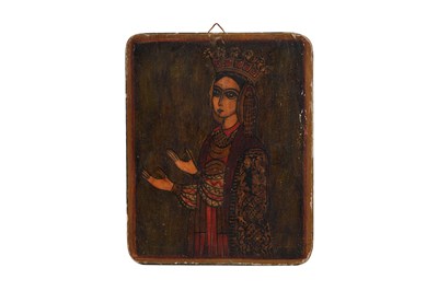 Lot 27 - A 19TH CENTURY RUSSIAN ICON OF SAINT OLGA